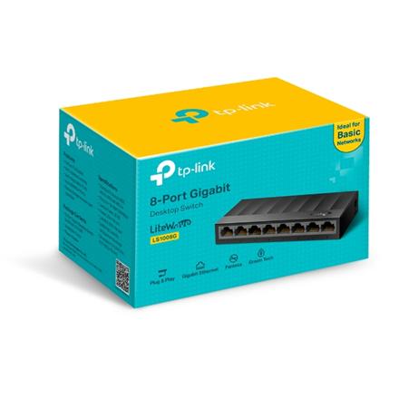  TP-Link LiteWave LS1008G - Switch - unmanaged - 8 x 10/100/1000 - desktop, wall-mountable 