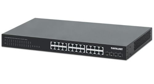 Intellinet Switch Gigabit 24x RJ45 PoE+, 4x SFP+ 10G Uplink