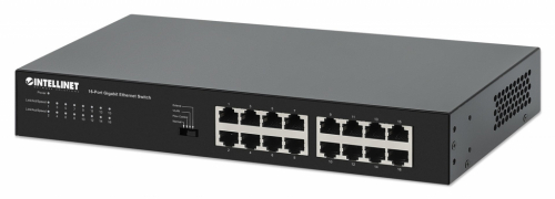 Intellinet 16-Port Gigabit Ethernet Switch 16 x 10/100/1000 Mbps RJ45 Ports, Green Ethernet / IEEE 802.3az Energy Efficient Ethernet, Desktop Format, Includes Optional 19