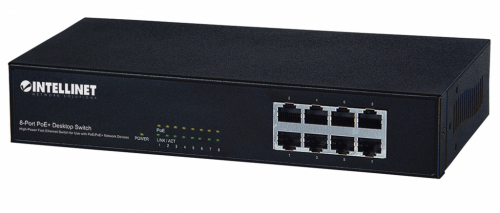 Intellinet 8-Port Fast Ethernet PoE+ Switch, 8 x PoE ports, IEEE 802.3at/af Power-over-Ethernet (PoE+/PoE), Endspan, Desktop, Box