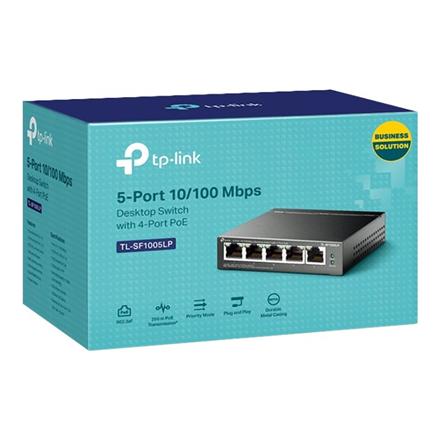 TP-LINK | Switch | TL-SF1005LP | Unmanaged | Desktop | 10/100 Mbps (RJ-45) ports quantity 5 | 1 Gbps (RJ-45) ports quantity | PoE ports quantity 4 | PoE+ ports quantity | Power supply type External | month(s)