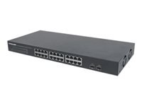 INTELLINET 24-Port Gigabit Ethernet Switch with 2 SFP Ports 24 x 10/100/1000 Mbps RJ45 Ports + 2 x SFP IEEE 802.3az 19inch Rackmount