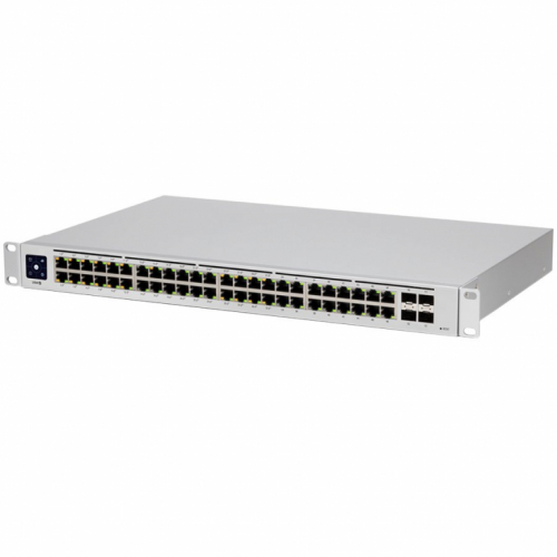 Ubiquiti USW-48-PoE, Layer 2 PoE switch, 32 x GbE PoE+, 16 x GbE ports, 4 x 1G SFP ports, 195W total PoE Power, Fanless, silent cooling, ESD/EMP protection, 1.3