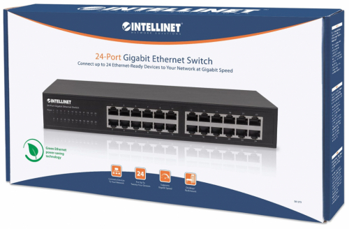 Intellinet 24-Port Gigabit Ethernet Switch, 24 x 10/100/1000 Mbit/s RJ45-Ports, IEEE 802.3az (Energy Efficient Ethernet), Desktop, 19