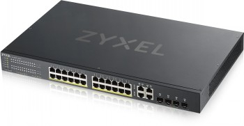 ZYXEL GS1920-24HPV2, 28 PORT SMART MANAGED POE SWITCH 24X GIGABIT COPPER POE AND 4X GIGABIT DUAL PERS., HYBRID MODE, STANDALONE OR NEBULAFLEX CLOUD, 375 WATT POE