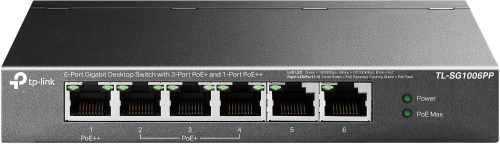 Switch|TP-LINK|TL-SG1006PP|Desktop/pedestal|6x10Base-T / 100Base-TX / 1000Base-T|PoE+ ports 4|TL-SG1006PP