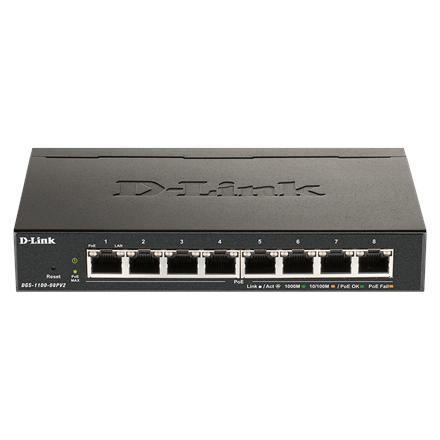 D-Link | 8-Port Gigabit PoE Smart Managed Switch | DGS-1100-08PV2 | Web managed | Desktop | Power supply type External