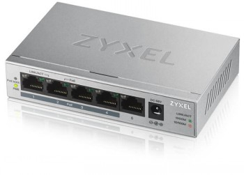 ZYXEL GS1005-HP, 5 PORT GIGABIT POE+ UNMANAGED DESKTOP SWITCH, 4 X POE, 60 WATT