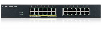 ZYXEL GS1915-24EP, 24-PORT GBE, 12 PORT POE, 130 WATT 802.3AT, RACKMOUNT, FANLESS, SMART SWITCH, HYBRID MODE, STANDALONE OR NEBULAFLEX CLOUD