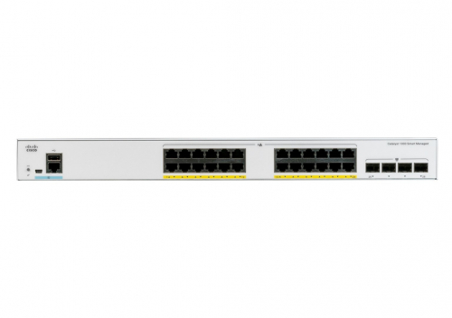 Cisco Catalyst 1000-24P-4G-L Network Switch, 24 Gigabit Ethernet (GbE) PoE+ Ports, 195W PoE Budget, four 1 G SFP Uplink Ports, Fanless Operation, Enhanced Limited Lifetime Warranty (C1000-24P-4G-L)