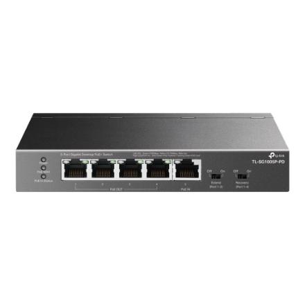 TP-LINK | 5-Port Gigabit Desktop Switch with 4-Port PoE | TL-SG1005P-PD | Unmanaged | Desktop/Wall mountable 418405