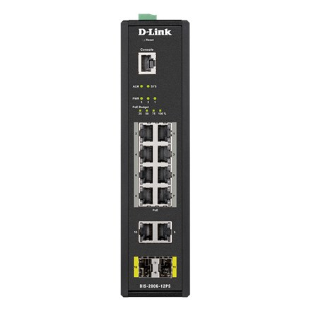 D-Link DIS-200G-12PS network switch Managed L2 Gigabit Ethernet (10/100/1000) Power over Ethernet (PoE) Black