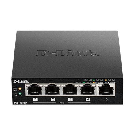 D-Link | Switch | DGS-1005P | Unmanaged | Desktop | Gigabit Ethernet (copper) ports quantity 5 | Power over Ethernet (PoE) ports quantity 4 | Power supply type External