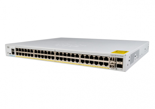 Cisco Catalyst 1000-48P-4X-L Network Switch, 48 Gigabit Ethernet (GbE) PoE+ Ports, 370W PoE Budget, four 10 G SFP+ Uplink Ports, Enhanced Limited Lifetime Warranty (C1000-48P-4X-L)