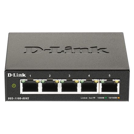 D-Link | Smart Managed Switch | DGS-1100-05V2/E | Managed L2 | Rackmountable | Gigabit Ethernet (copper) ports quantity 5