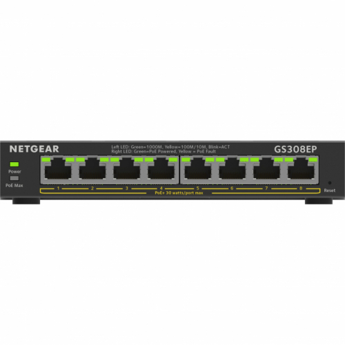 8P NETGEAR GS308EP-100PES - Switch - 8-Ports PoE+ M