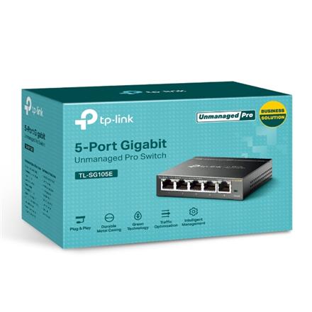 TP-LINK | Switch | TL-SG105E | Web managed | Wall mountable | Gigabit Ethernet (copper) ports quantity 5 | Power supply type External | 36 month(s)