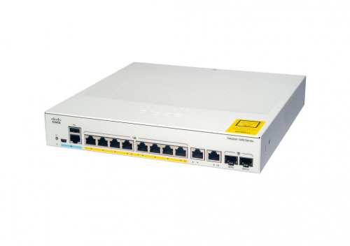 Cisco Catalyst 1000-8FP-2G-L Network Switch, 8 Gigabit Ethernet (GbE) PoE+ Ports, 120W PoE Budget, two 1 G SFP/RJ-45 Combo Ports, Fanless Operation, Enhanced Limited Lifetime Warranty (C1000-8FP-2G-L)