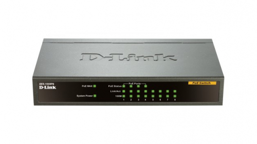 D-Link DES-1008PA network switch Unmanaged Fast Ethernet (10/100) Power over Ethernet (PoE) Black