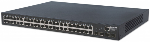 Intellinet 48-Port Gigabit Ethernet Web-Managed Switch with 4 SFP Ports, 48 x 10/100/1000 Mbps RJ45 Ports + 4 x SFP, IEEE 802.3az Energy Efficient Ethernet, SNMP, QoS, VLAN, ACL, 19 Rackmount