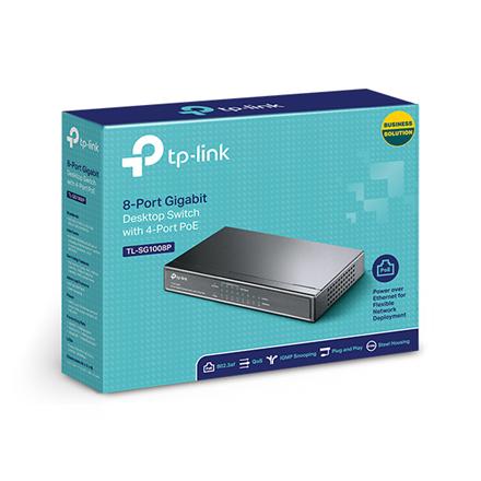 TP-LINK | Switch | TL-SG1008P | Unmanaged | Desktop | Gigabit Ethernet (copper) ports quantity 8 | Power over Ethernet (PoE) ports quantity 4 | Power supply type External | 36 month(s)