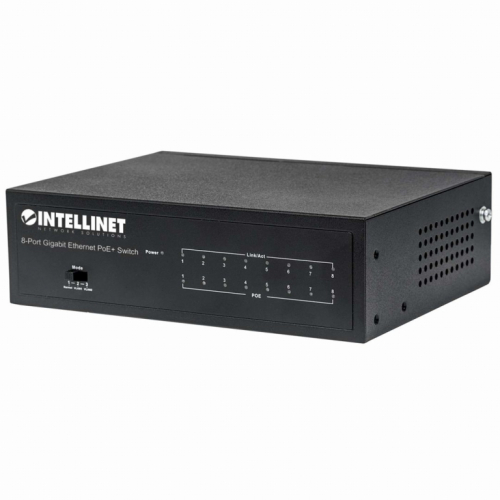 Intellinet 8-Port Gigabit Ethernet PoE+ Switch, IEEE 802.3at/af Power over Ethernet (PoE+/PoE) Compliant, 60 W, Desktop, Box