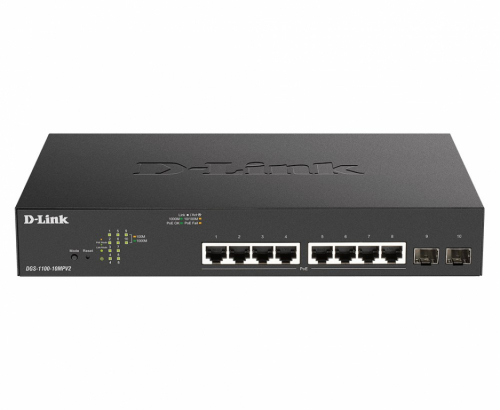 D-Link DGS-1100-10MPV2 network switch Managed L2 Gigabit Ethernet (10/100/1000) Power over Ethernet (PoE) 1U Black