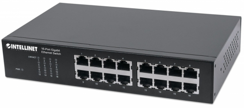 Intellinet 16-Port Gigabit Ethernet Switch, 16-Port RJ45 10/100/1000 Mbps, IEEE 802.3az Energy Efficient Ethernet, Desktop, 19