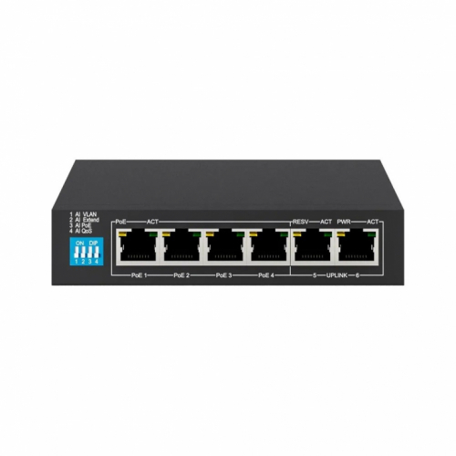 Extralink Switch KRIOS PoE 4x Gigabit PoE/PoE+, 2x RJ45 Uplink Gigabit, 60W