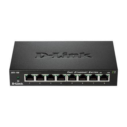 D-Link | Ethernet Switch | DES-108/E | Unmanaged | Desktop | 10/100 Mbps (RJ-45) ports quantity 8 | 60 month(s)