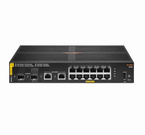 HPE Aruba Networking Aruba 6000 12G Class4 PoE 2G/2SFP 139W Managed L3 Gigabit Ethernet (10/100/1000) Power over Ethernet (PoE) 1U WLONONWCREKKP