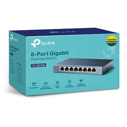 TP-LINK | Switch | TL-SG108 | Unmanaged | Desktop | Gigabit Ethernet (copper) ports quantity 8 | Power supply type External | 36 month(s)