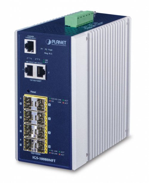 PLANET IGS-10080MFT network switch Managed Gigabit Ethernet (10/100/1000) Blue, White