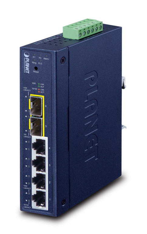 PLANET Industrial L2/L4 4-Port Managed L2/L4 Gigabit Ethernet (10/100/1000) Blue