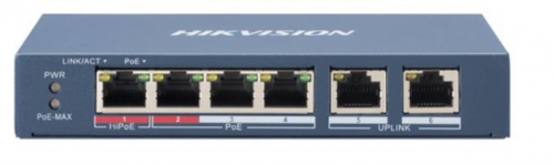 Hikvision DS-3E0106HP-E Network Links Unmanaged Fast Ethernet (10/100) PoE Support Blue