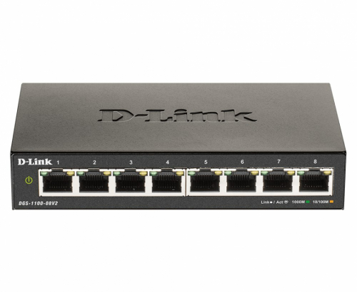 D-Link DGS-1100-08V2 Managed L2 Gigabit Ethernet (10/100/1000) Black