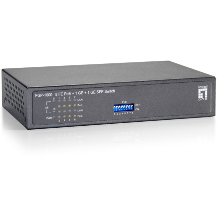 Switch 8x FE FGP-1000 1xGE 1xGSFP 120W 8xPoE