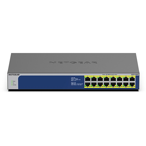 NETGEAR Switch 16x GB GS516PP-100EUS unmanaged POE HighPower