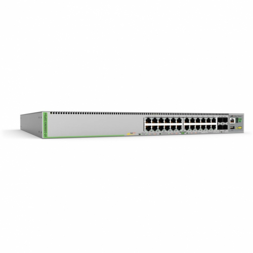 ALLIED L3 Stackable Switch 20x 10/100/1000-T PoE+ 4x 100M/1G/2.5G/5G-T PoE+ 4x SFP+ Ports single fixed PSU EU Power Cord