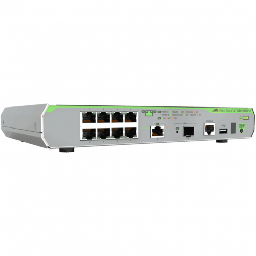 ALLIED L3 Gigabit Switch 8x 10/100/1000-T 1x 1/2.5/5/10G-T 1x SFP+ Ports and a single fixed PSU EU Power Cord