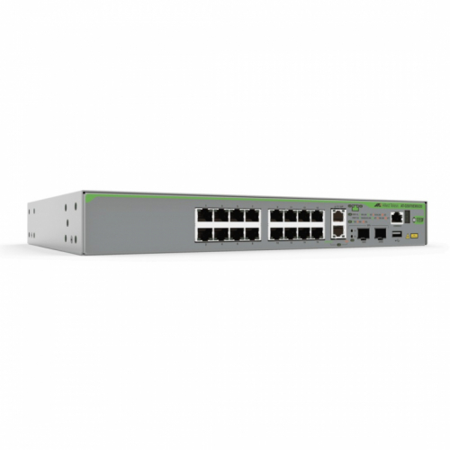 ALLIED L3 Stackable Switch 16x 10/100/1000-T 2x 1/2.5/5/10G-T 2x SFP+ Ports and a single fixed PSU EU Power Cord.