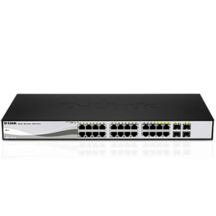 D-LINK DGS-1210-20, Gigabit Smart Switch with 16 10/100/1000Base-T ports and 4 Gigabit MiniGBIC (SFP) ports, 802.3x Flow Control, 802.3ad Link Aggregation, 802.1Q VLAN, 802.1p Priority Queues, Port mirroring,, Jumbo Frame support, 802.1D STP, ACL, LLDP,