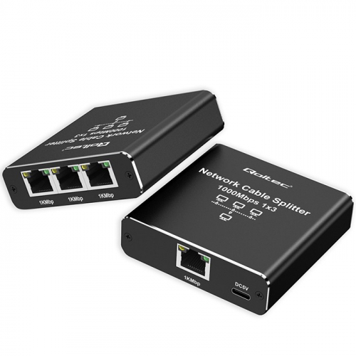 Qoltec Splitter Ethernet mini SWITCH 1x3 RJ45 USB C