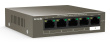 Tenda TEF1105-4-63W network switch Unmanaged Fast Ethernet (10/100) Power over Ethernet (PoE) Desktop/Wall-Mounting Grey