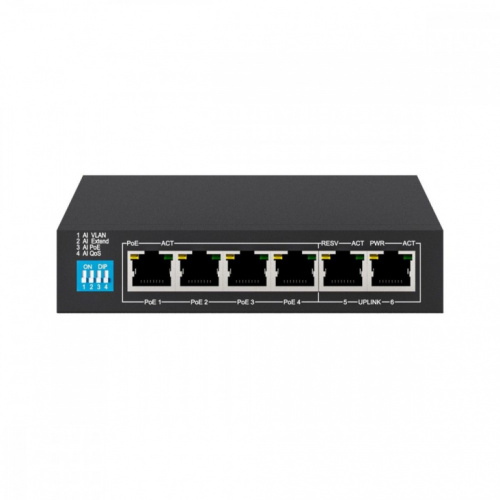 Extralink Switch EUROS V2 6 ports POE 4X 10-100MBPS POE ports + 2X UPLINK ports 802.3AF 60W