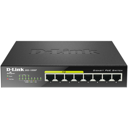 8P D-Link DGS-1008P/E Metall PoE+