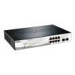 D-LINK DGS-1210-10P, Gigabit Smart III Switch with 8 10/100/1000Base-T PoE ports and 2 combo 1000Base-T/MiniGBIC (SFP) ports, 802.3x Flow Control, Port Trunking, 802.1Q VLAN, 802.1p Priority Queues, Port mirroring, Jumbo Frame support, 802.1D STP, ACL,