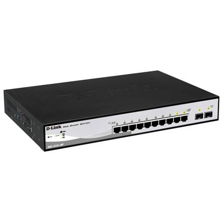 D-LINK DGS-1210-10P, Gigabit Smart III Switch with 8 10/100/1000Base-T PoE ports and 2 combo 1000Base-T/MiniGBIC (SFP) ports, 802.3x Flow Control, Port Trunking, 802.1Q VLAN, 802.1p Priority Queues, Port mirroring, Jumbo Frame support, 802.1D STP, ACL,