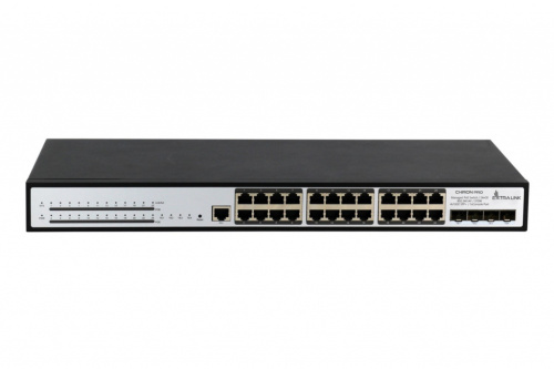 Extralink PoE Switch Chiron Pro 24x RJ45 1000Mb/s PoE, 4x SFP+, L3, managed, 370W