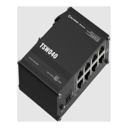 Teltonika Industrial Switch | TSW040 | Unmanaged | DIN rail mountable | 10/100 Mbps (RJ-45) ports quantity 8 | PoE+ ports quantity 8 | Power supply type 2-pin industrial DC power socket